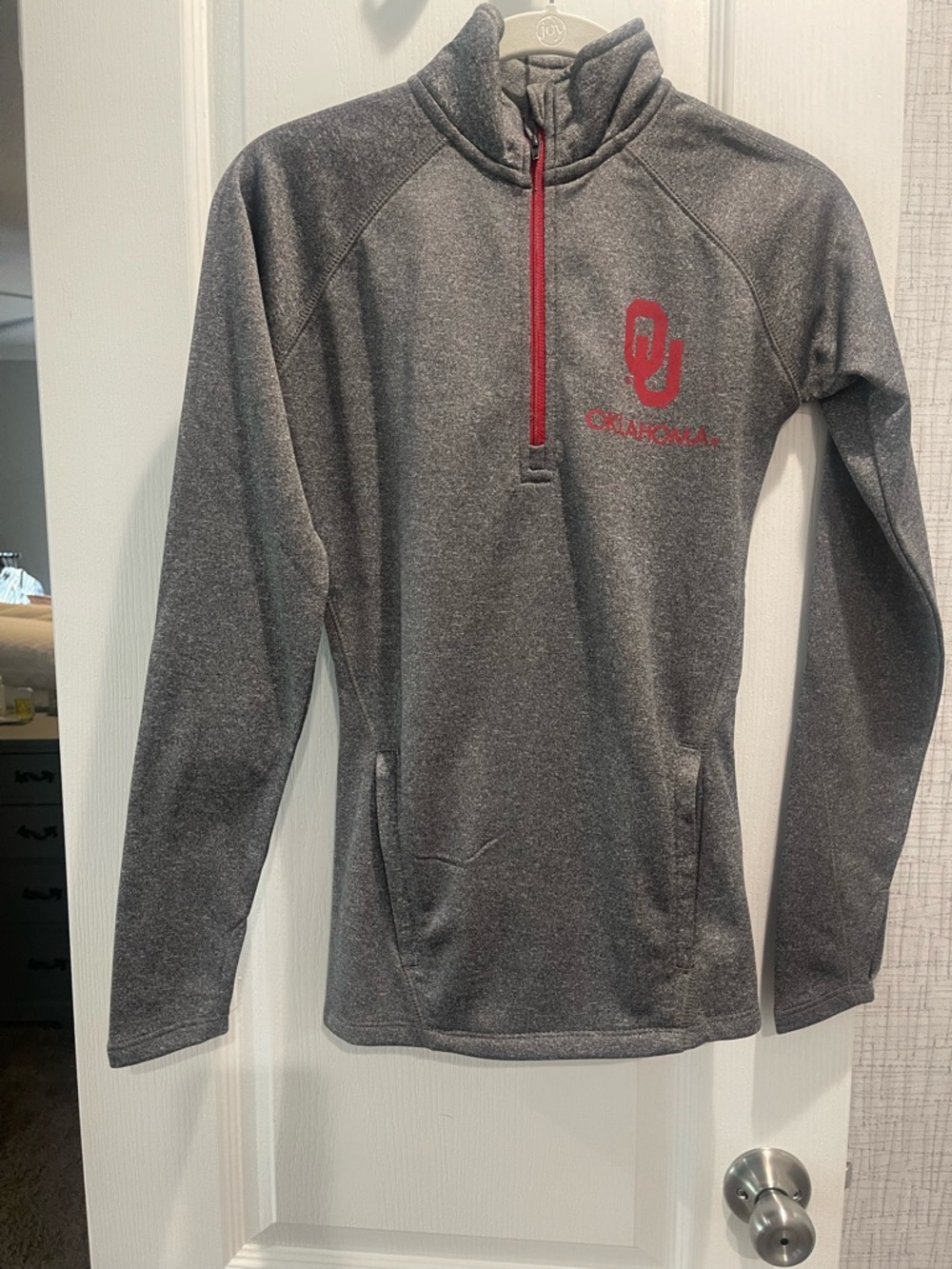 Champion Gray Pullover with Red Trim and Logo